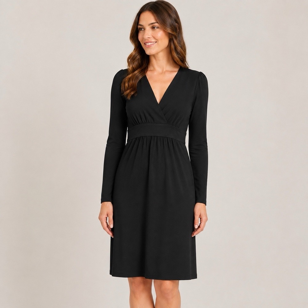Burberry London Black Dress 10 Long Sleeve Knee Length Office Minimalist Luxury - Picture 1 of 14